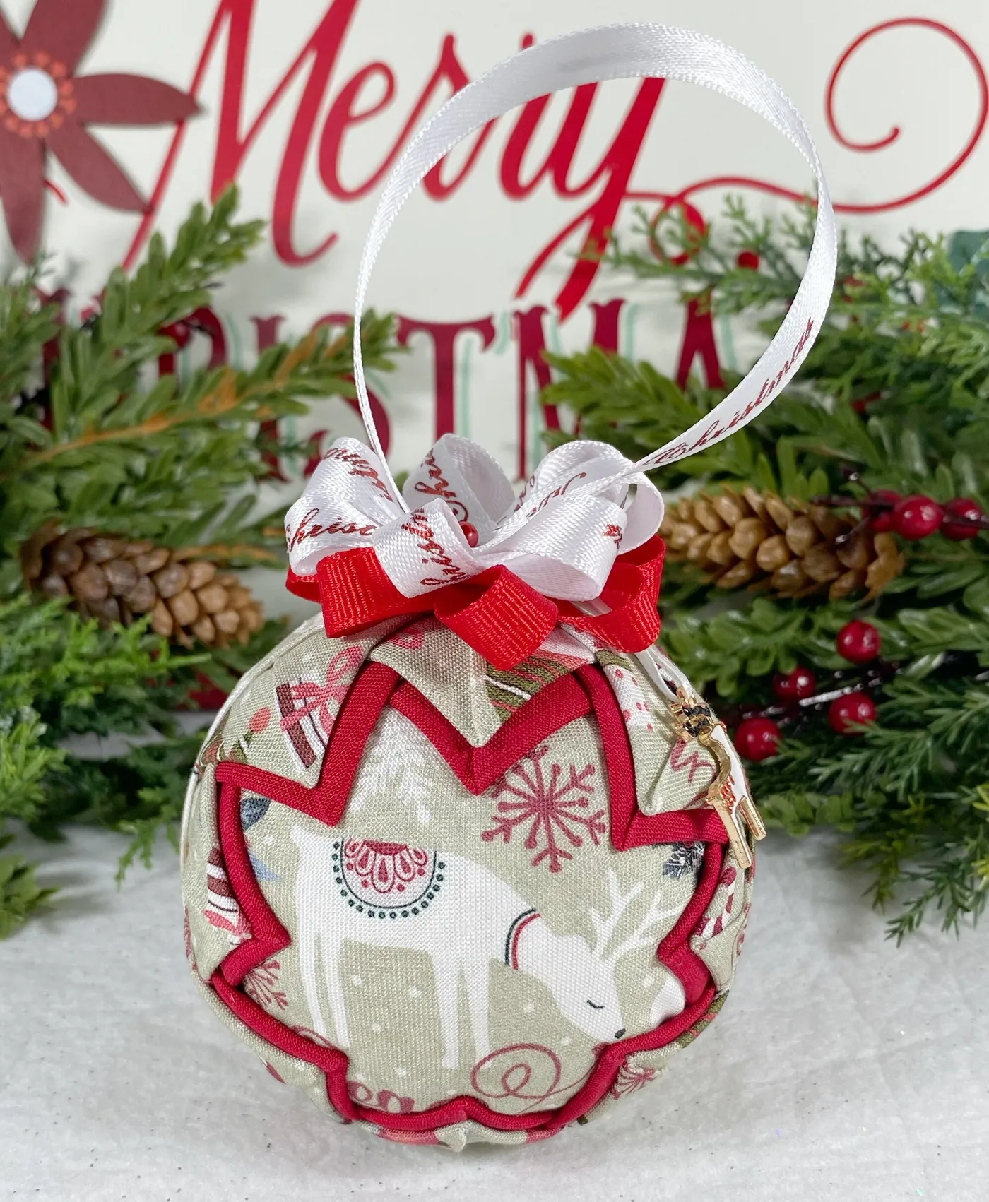 Santa's reindeer fabric Christmas ornament — The Ornament Boutique