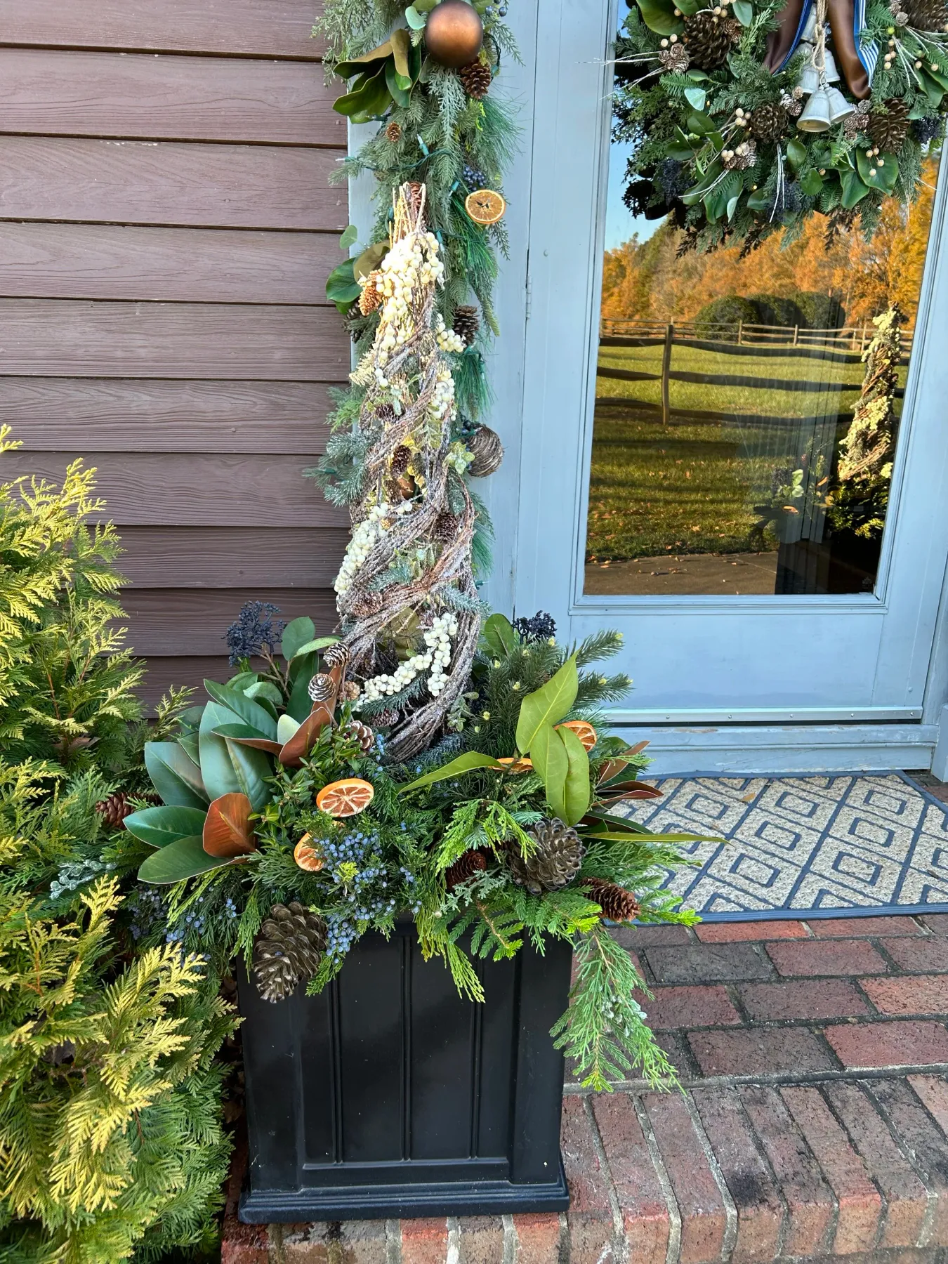 Seasonal porch decor, decorating and design in Richmond Va. seasonal and holiday planters porches — Su Su's Petals