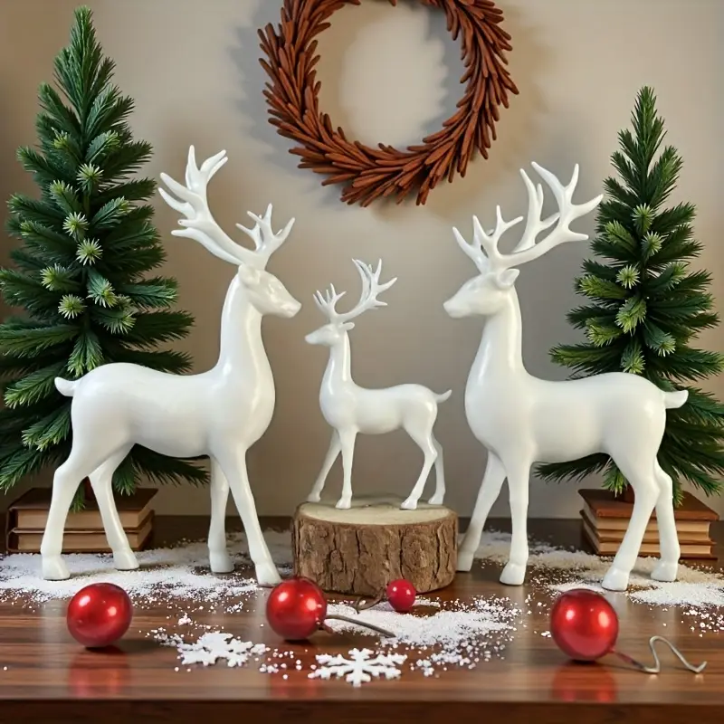 set 3 luxurious elegant minimalist white christmas reindeer - Temu Mauritius