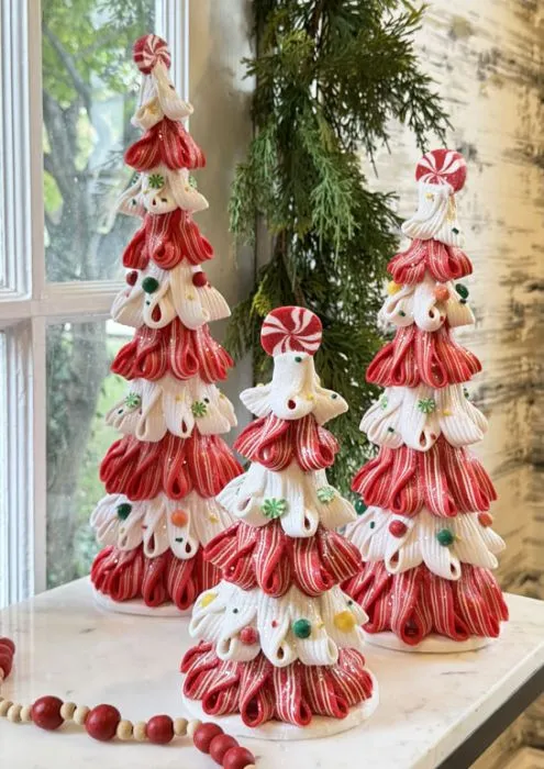 Set of 3 Clay Dough Holiday Peppermint Candy Trees - NEW 2024
