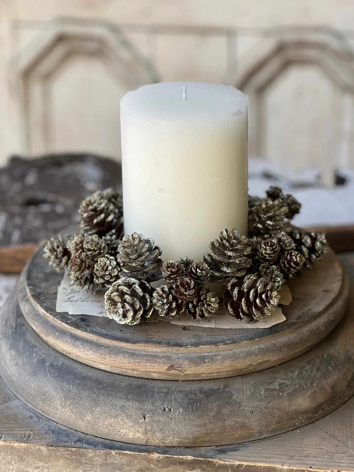 Shimmer Pine Cone Candle Ring | 4' - Lancaster Home & Holiday