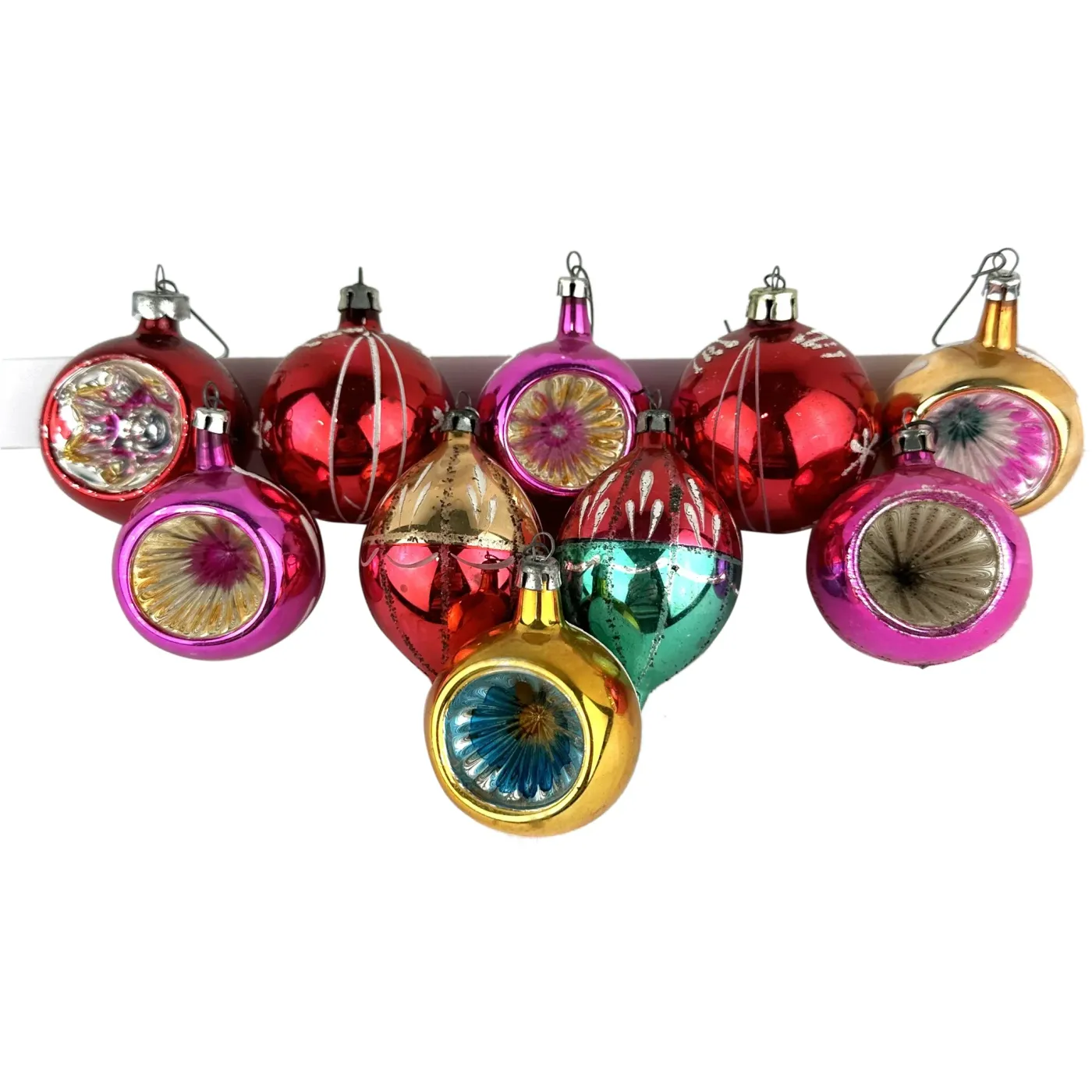 Similar Items to 10 Small Vintage Blown Glass Ornaments