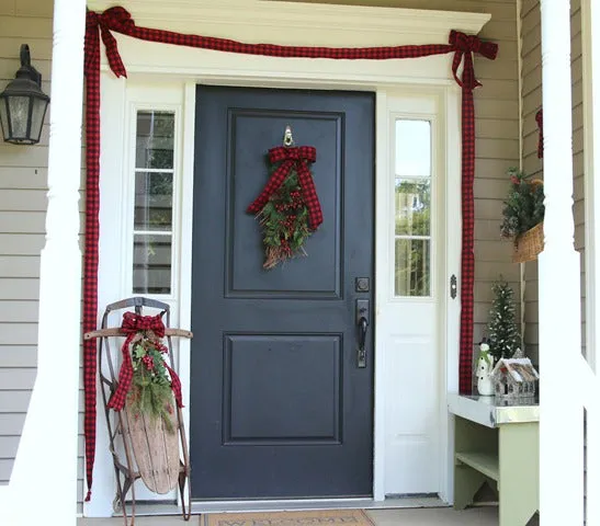 Simple Santa Door 35x71 Inch Christmas Door Curtain Decoration, Holiday Door Wall Ornament, Polyester Durable Material,