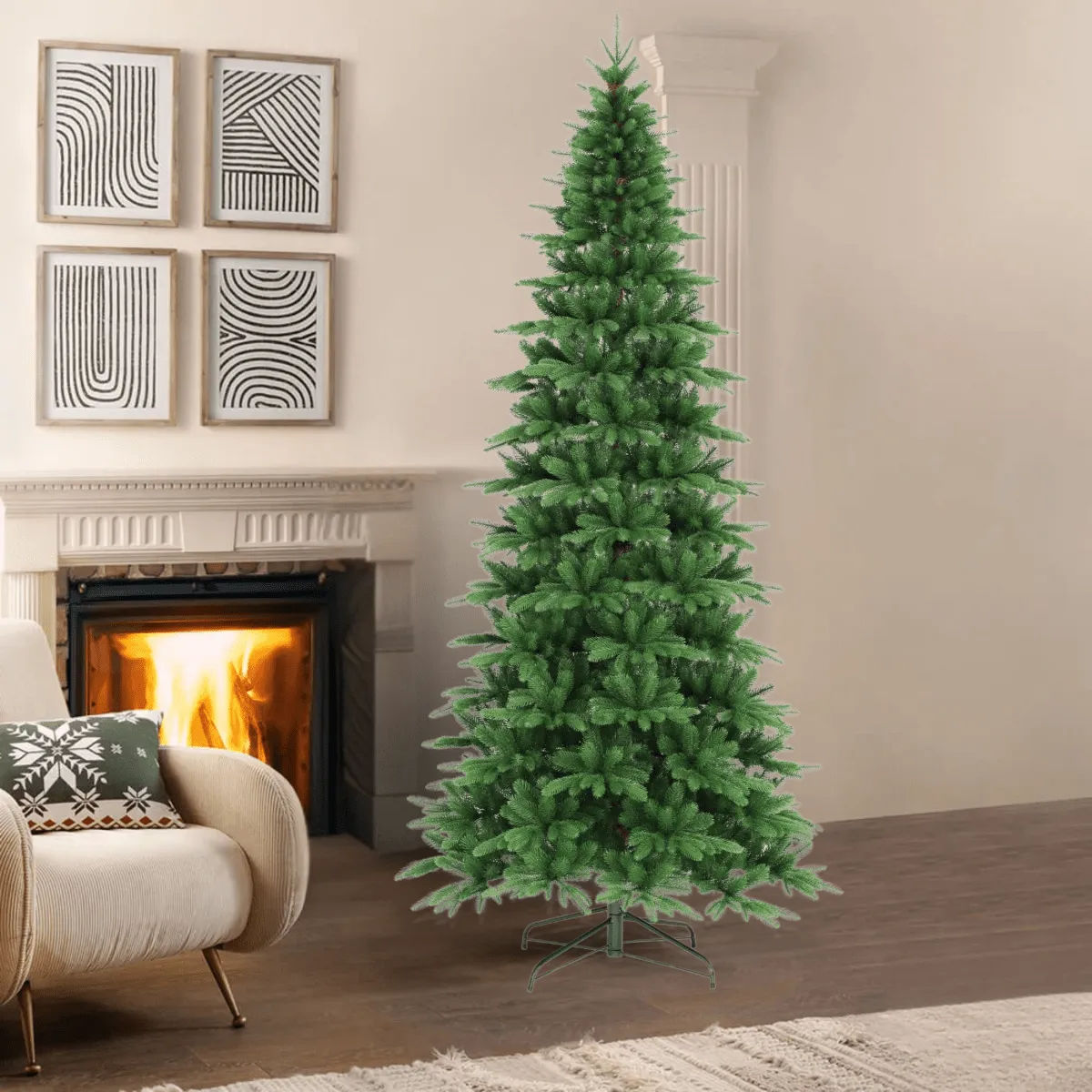 Slim 'Ginger' Christmas tree with Real Touch effect, top quality