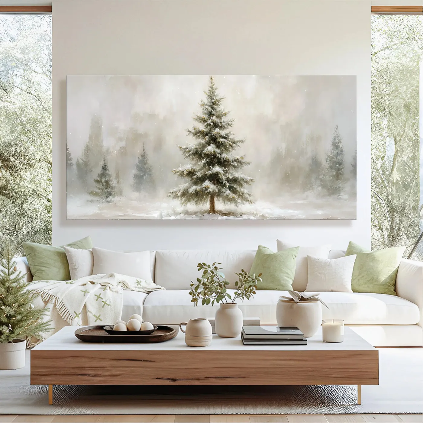 Snowy Christmas Tree Christmas Wall Art - Luxury Wall Art | Premium Canvas Prints & Luxury Home Décor