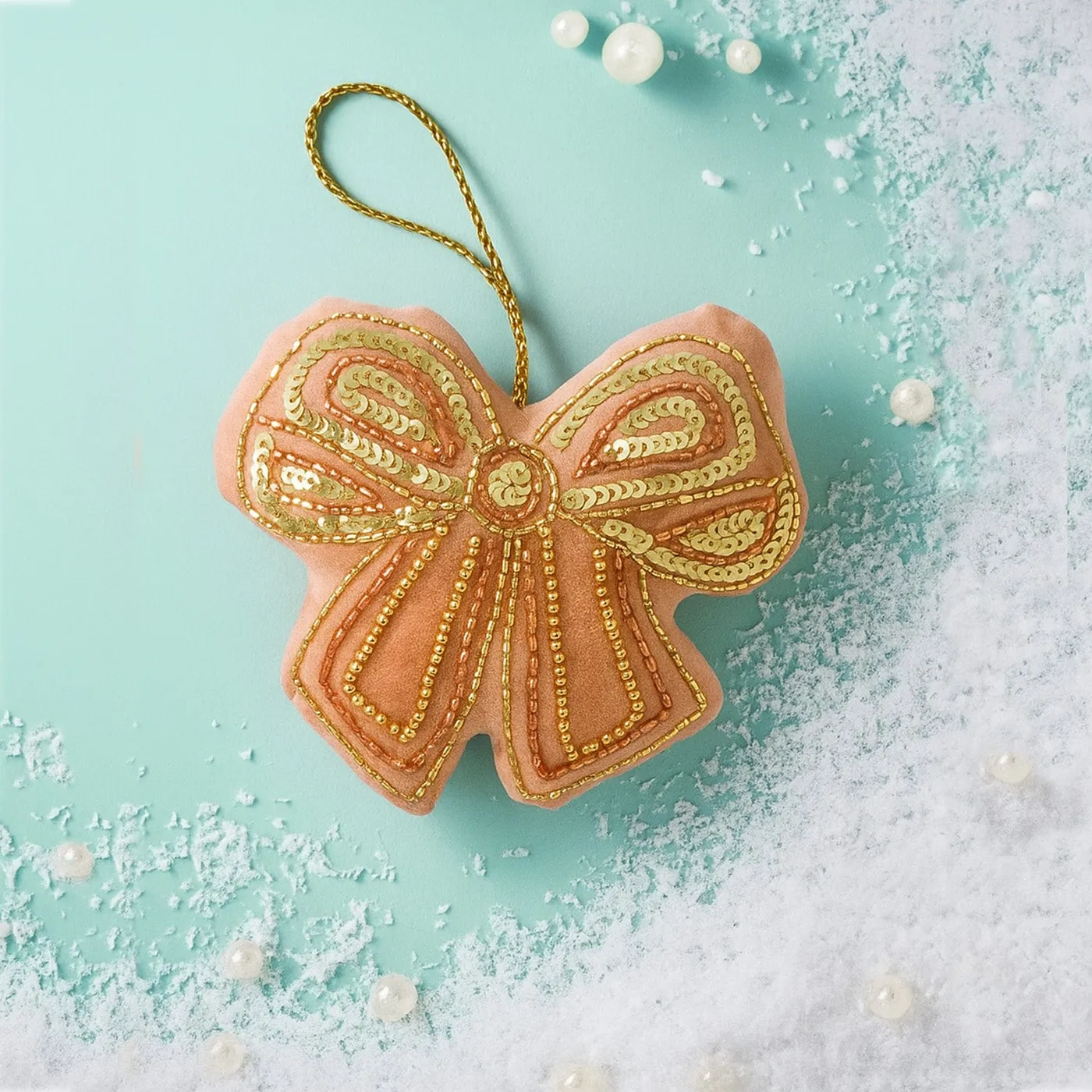 SPARKLE DELIGHT BOW Beaded Christmas Tree Ornament – Orak Living