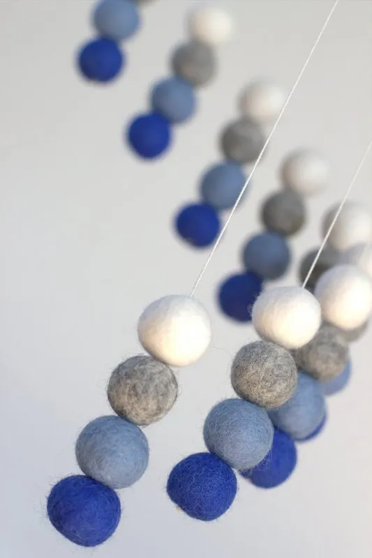 Spiral Felt Ball Nursery Mobile- Handmade- Matthew and Mae- 100% Wool