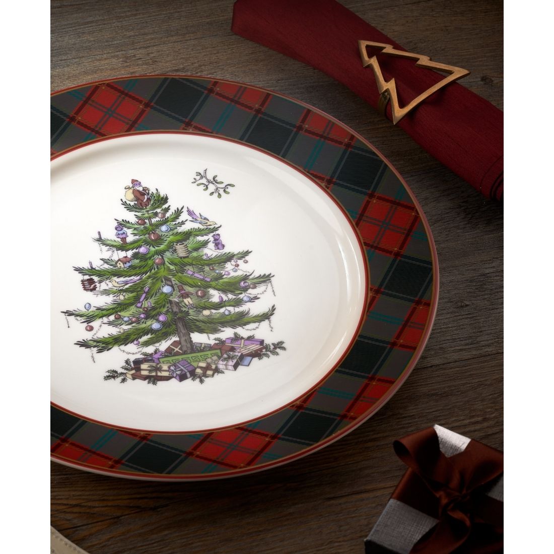 Spode Christmas Tree Tartan Buffet Plate available now at Miami International Mall
