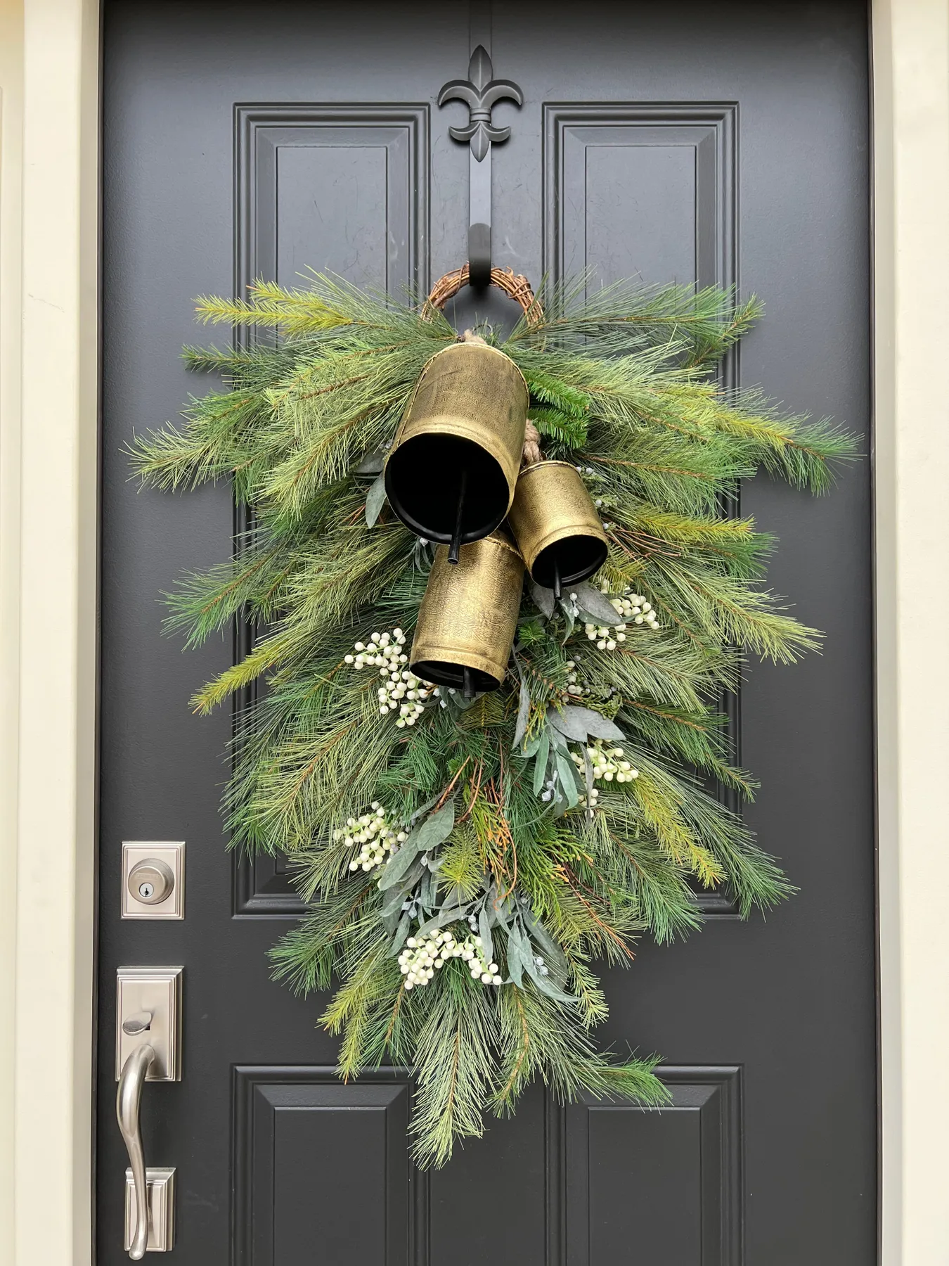 Spring Bunny Wreath Swag for front door with pink roses Door Wreath/ Front  Door Swag