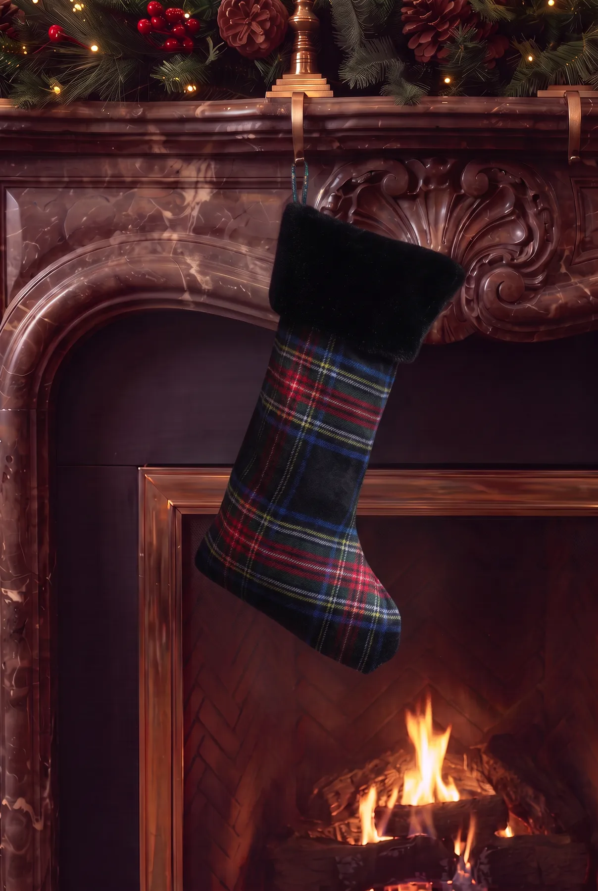 St. Andrews Tartan Stocking Black