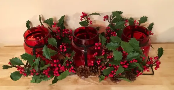 Stacy Talks & Reviews: Holly, Berry, Pine Cone Centerpiece