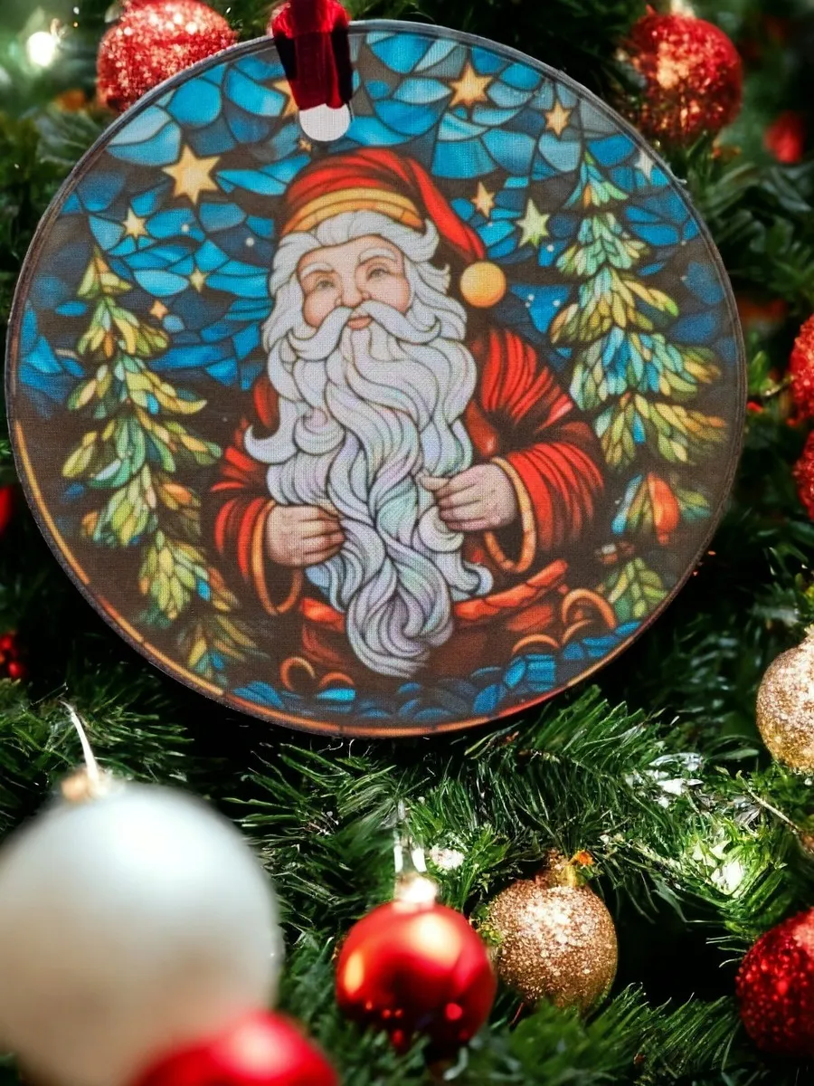 Stained Glass Christmas Ornament Santa Claus Glass Stained Glass Santa Christmas Ornament Dova Art