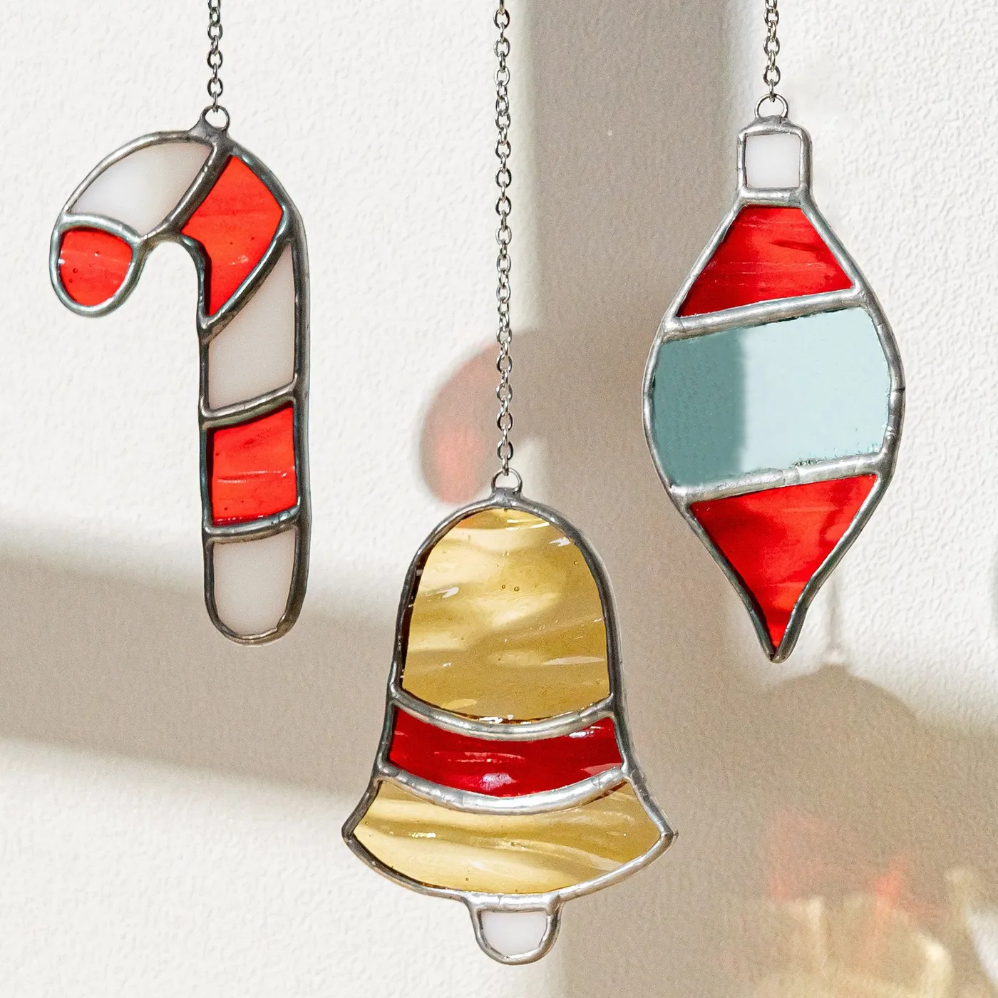 Stained Glass Christmas Ornaments, Whimsical holiday decor and art F90 – MondoBellissimo