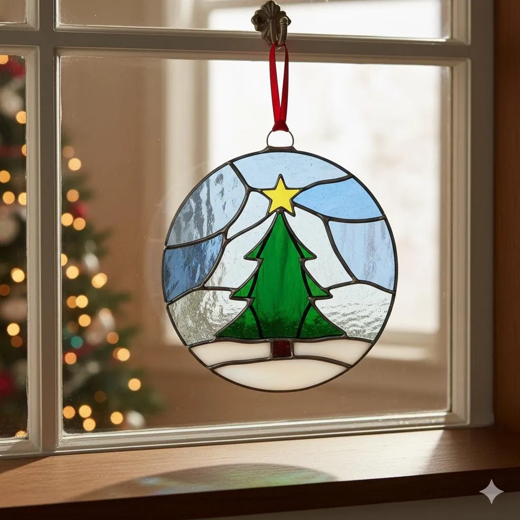 Stained Glass Christmas Tree Suncatcher | Dova Art