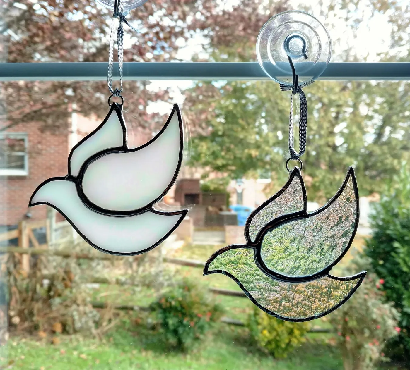 Stained Glass Dove Suncatcher, Iridescent Glass, Christmas Ornament | Stained Glass Your Way