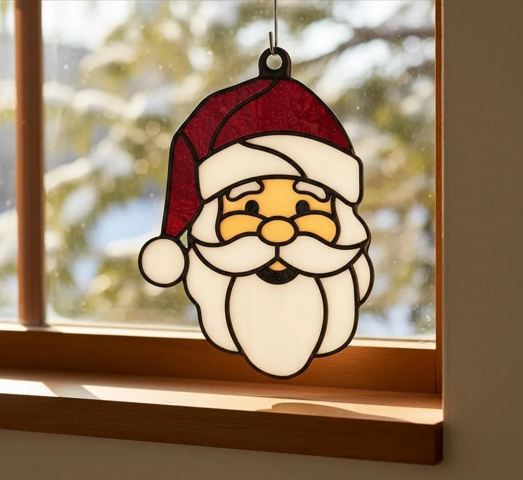 Stained Glass Santa Christmas Ornament | Dova Art