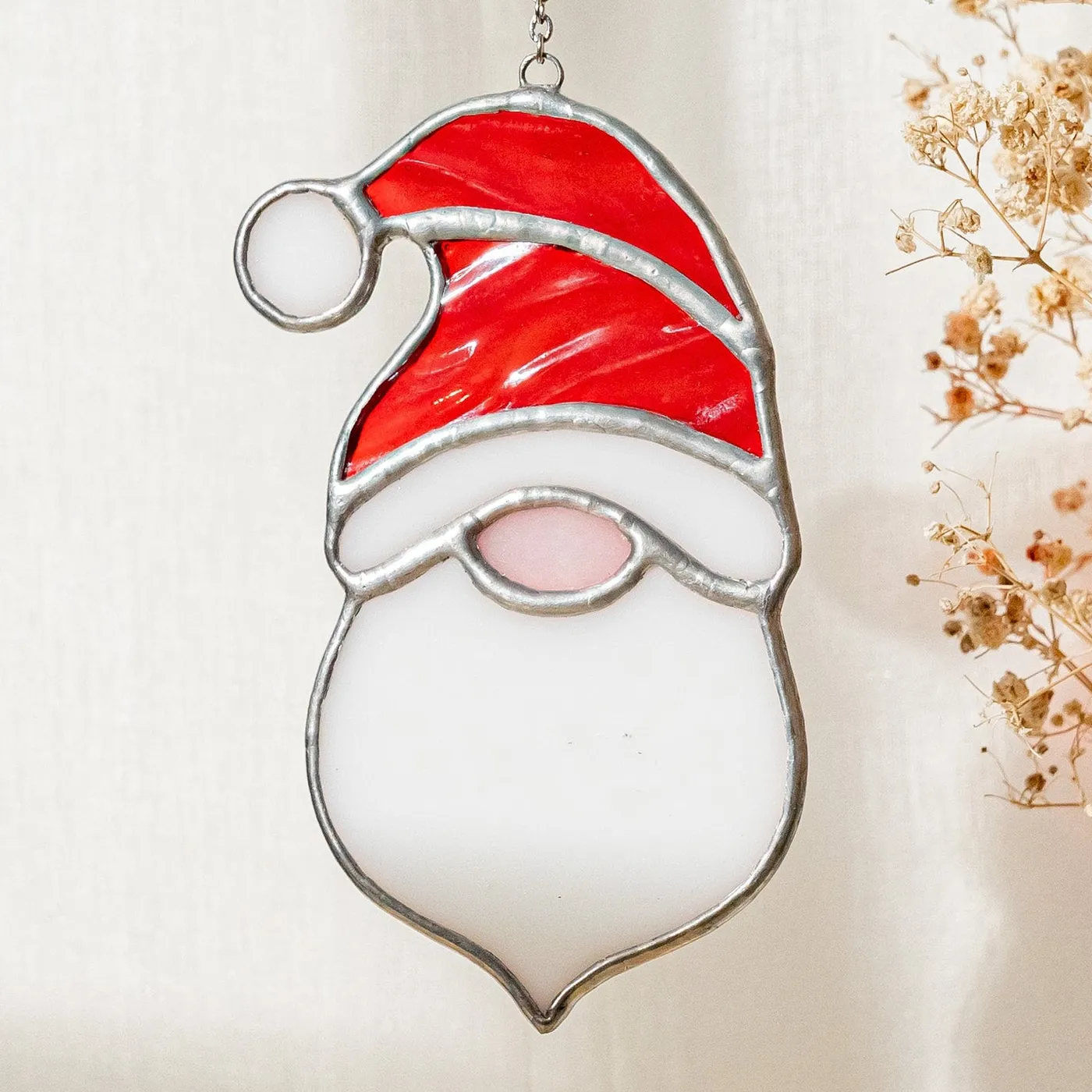 Stained Glass Santa Ornament, Christmas decorations for art F87 – MondoBellissimo