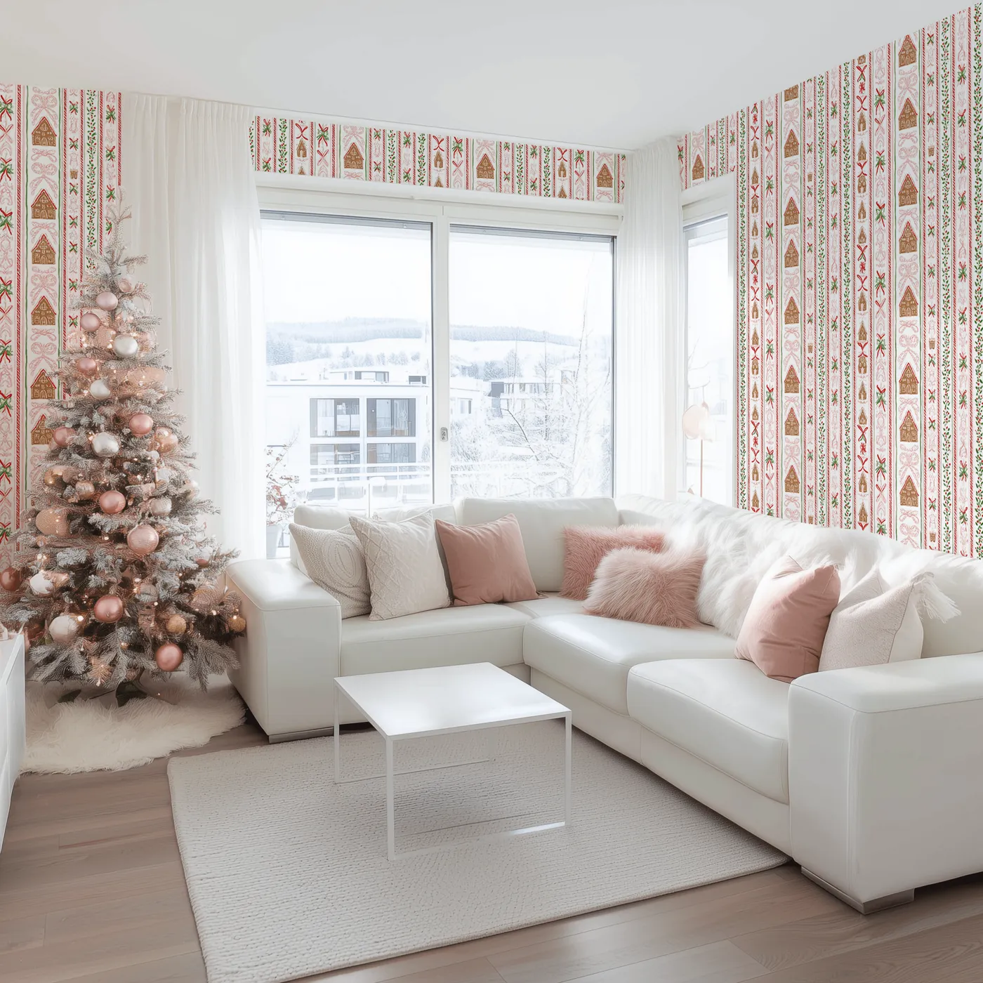 Stripes Peel and Stick Wallpaper - Gingerbread Row 24'W x 27'L Roll | Painted Paper