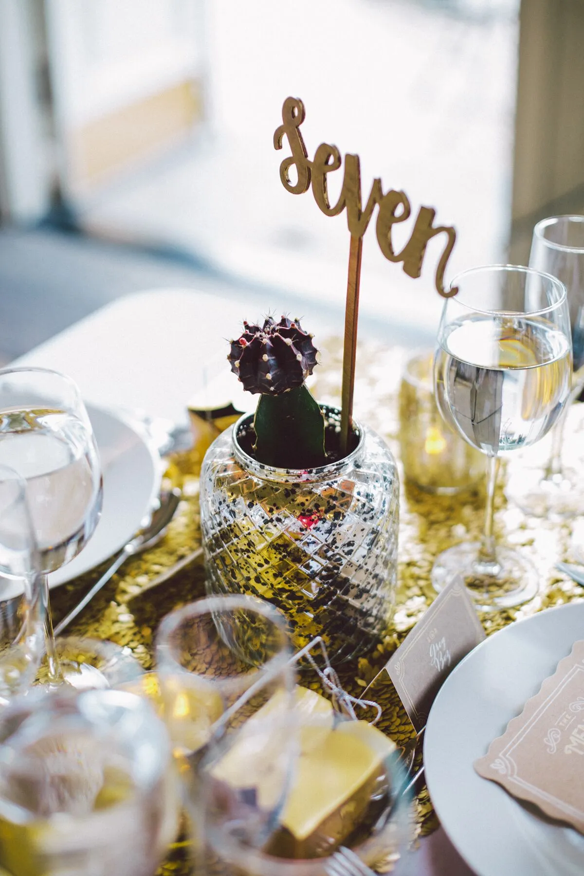 Succulent Decor on DIY Metallic Gold Table Runner