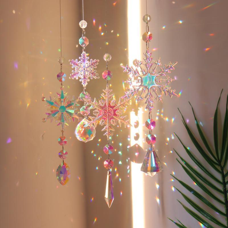 Sun Catcher Crystal Pendant Fantasy Colorful Snowflake Rainbow Light Shadow  Window, Christmas Christmas Tree Decoration | Shopee Singapore