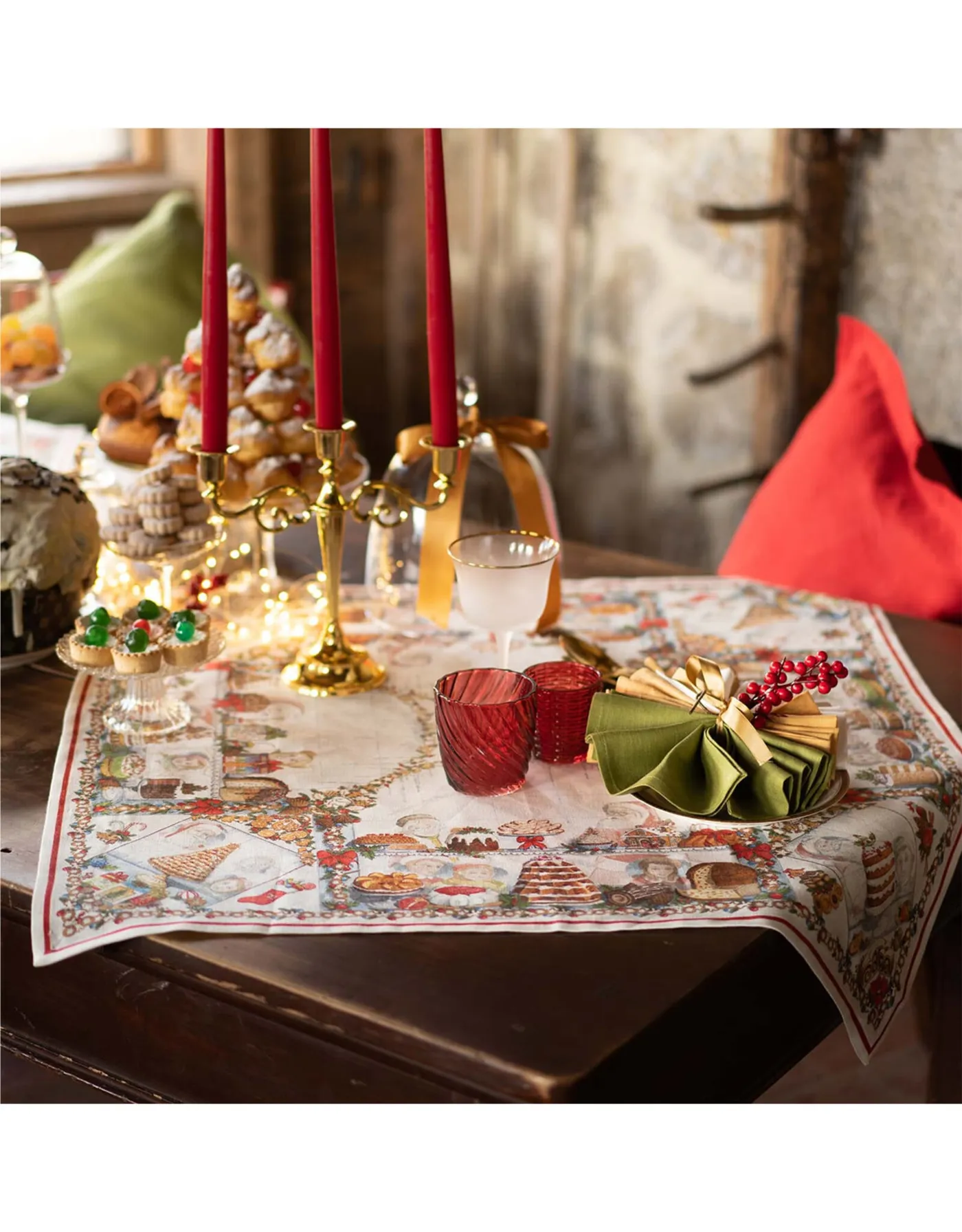 Tessitura Toscana Noel Gourmand Cream Table Square - 33.5' x 33.5' - European Splendor®