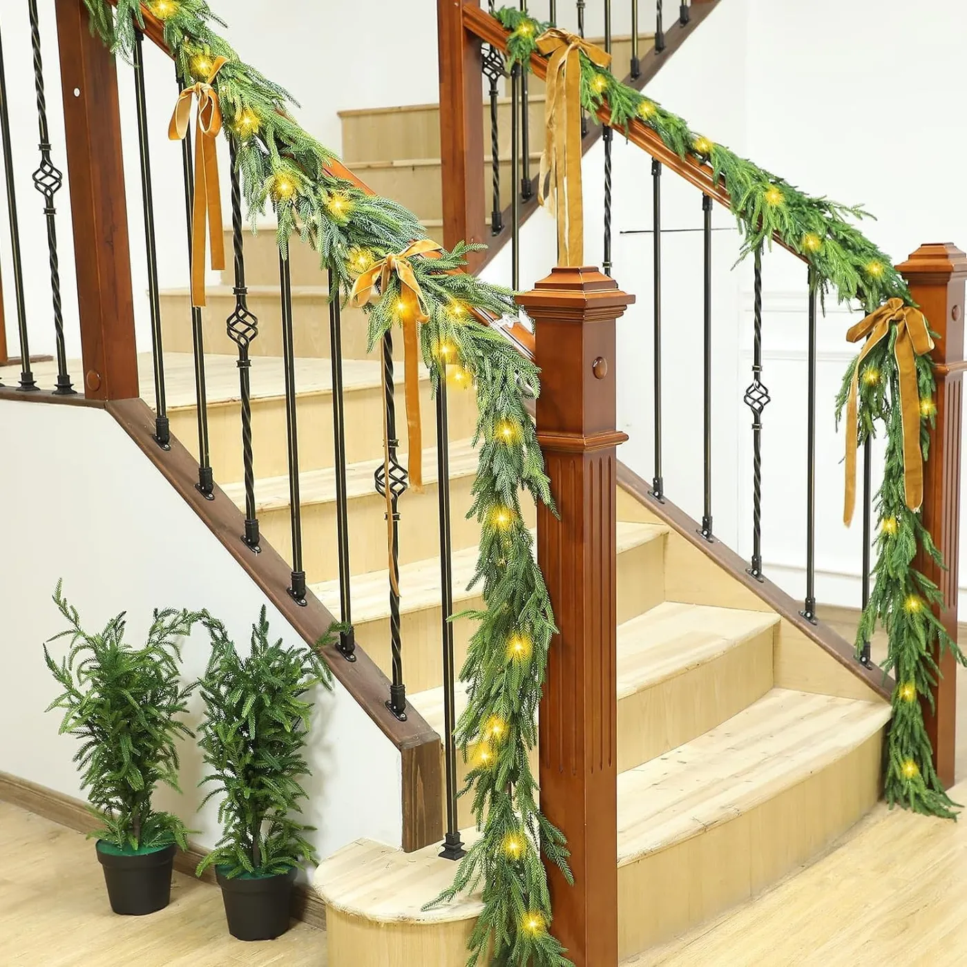 TETOU 5.6ft Norfolk Pine Garland Christmas Garlands with Warm White L –  TETOU House Store