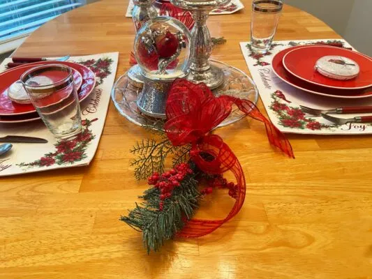 The Cardinal Inspired Red Christmas Table Setting for 4 -