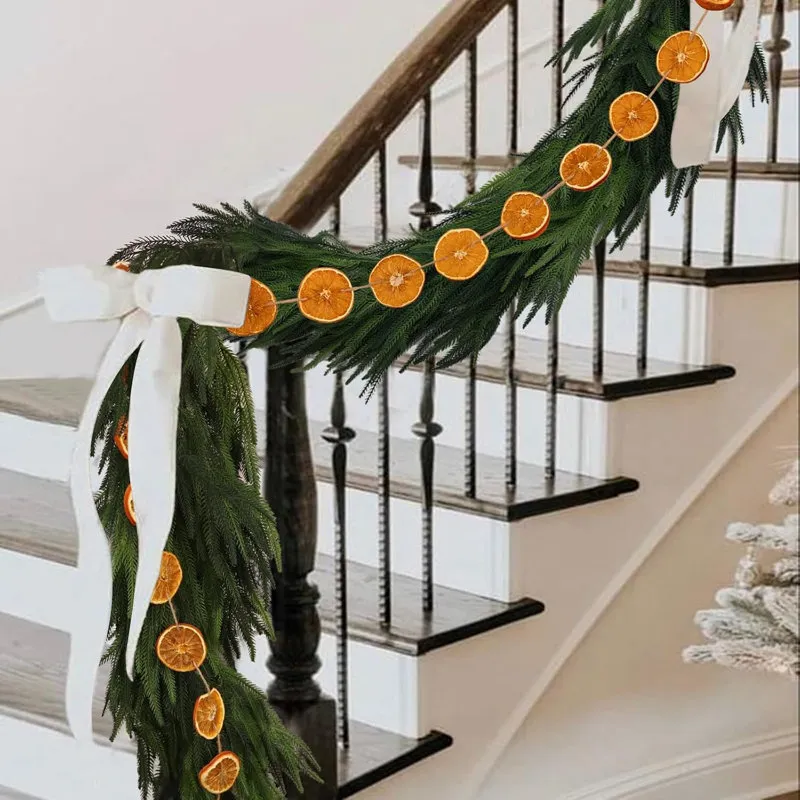 The Holiday Aisle® 10 Ft Dried Orange Slice Christmas Garland Farmhouse Style Xmas Decor For Indoor Table Mantle Fireplace Porch Door Party Holiday (Also Fits Thanksgiving) & Reviews - Wayfair Canad