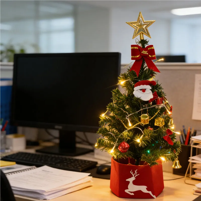 The Holiday Aisle® 2FT Pre-lit Artificial Small Mini Christmas Tree with Warm White LED Lights, Perfect for Xmas Tabletop Decorations, Home, Kitchen, Dining Table top - Wayfair Canada