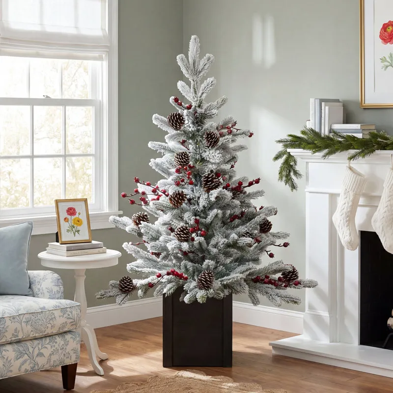 The Holiday Aisle® 36' H White Realistic Artificial Pine Flocked/Frosted  Christmas Tree & Reviews | Birch Lane