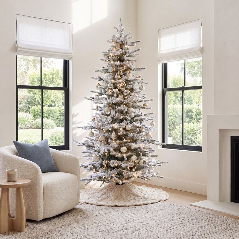 The Holiday Aisle® Slim Pre-Lit Flocked Fir Christmas Tree & Reviews | Joss  & Main