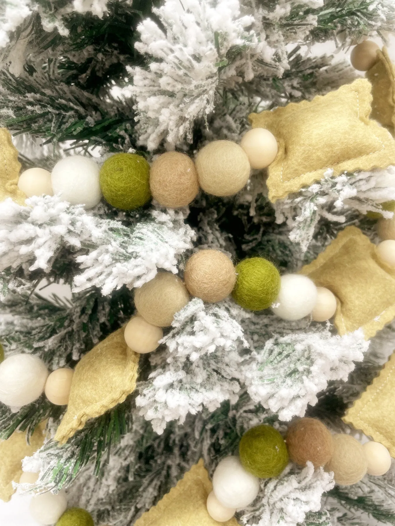 Toasted Ravioli Garland, Felt Christmas Garland Green and White, St. L – From The Lou To You!