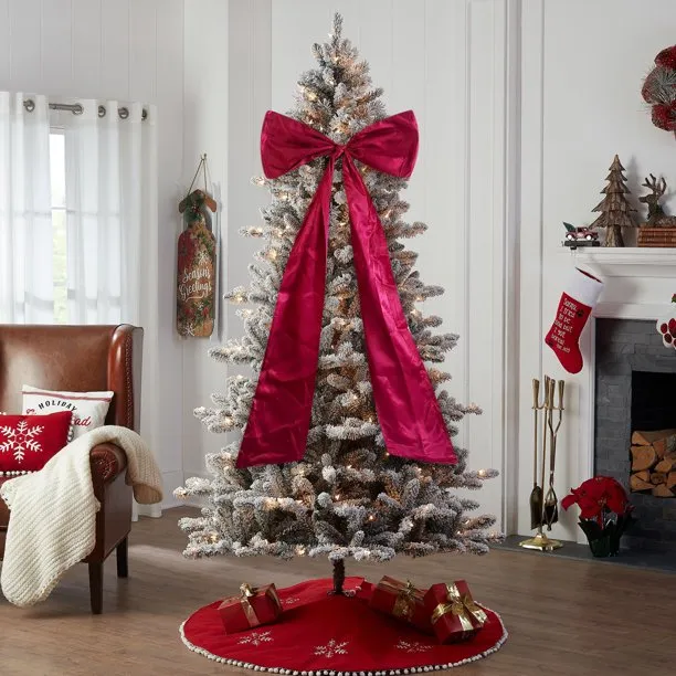 TOUMENY 117cm Extra Large Red Satin Bow Christmas Tree Topper, Classic Red Ribbon Bow with Long Streamers for Holiday Decoration, Christmas Tree Topper for Party Wedding Celebration - Walmart.ca