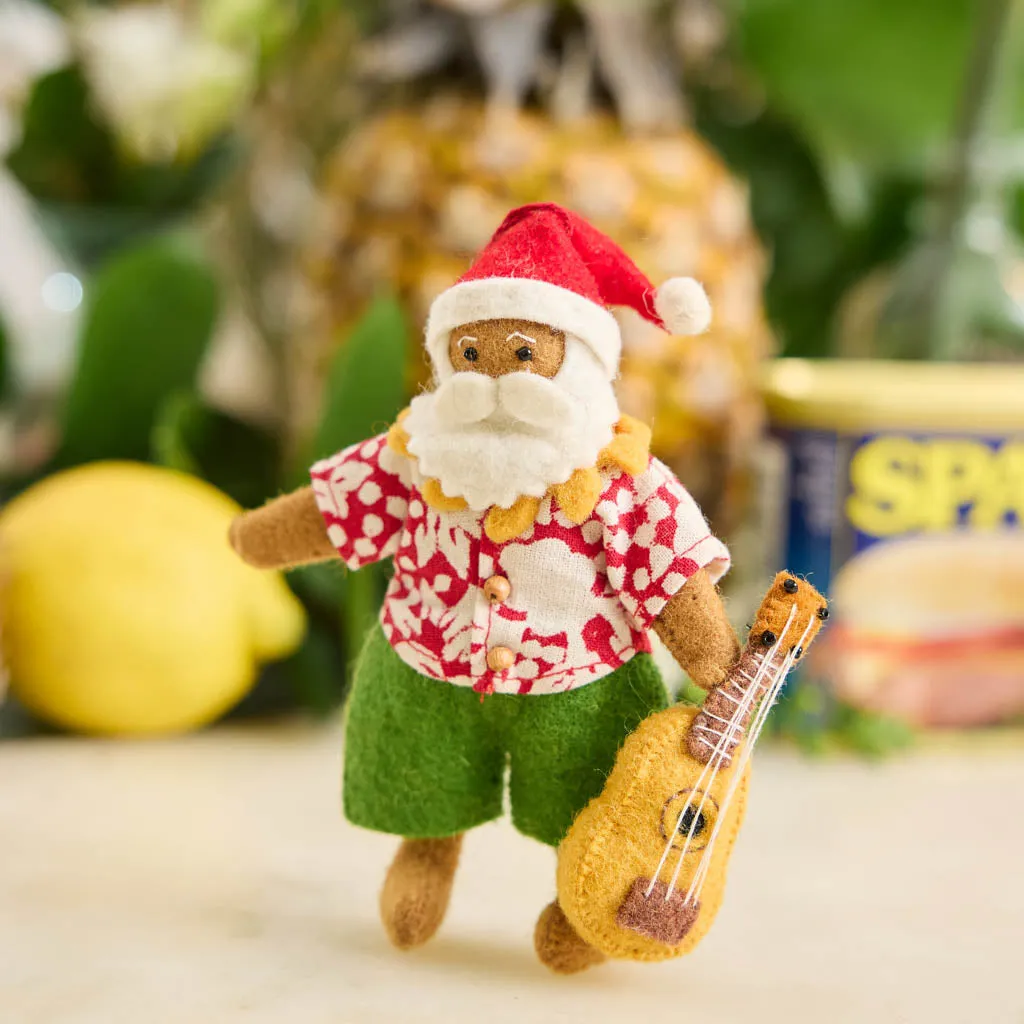 Tropical Santa Felt Ornament | Hawaiian Christmas Santa Decor – Craftspring