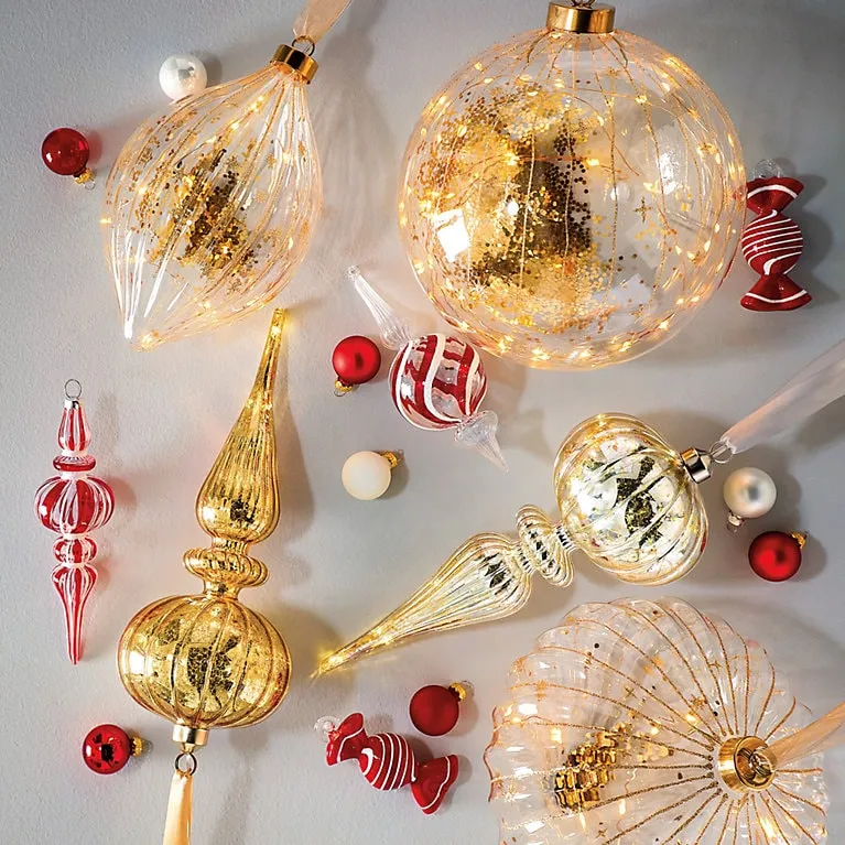 Twinkle Micro LED Glass Ornament with Garland - Ball - Ballard Designs