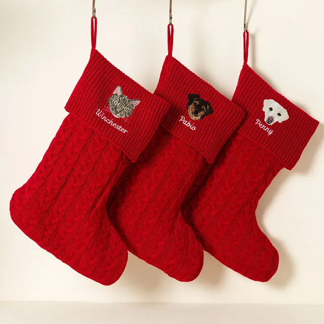 Uncommon Goods | With Name - Custom Pet Embroidered Stocking | pet  Christmas stocking