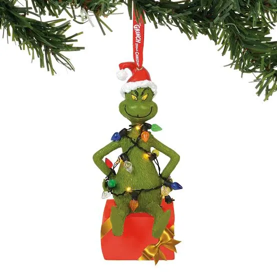 Universal Ornament - Dept. 56 - Dr. Seuss - Grinch in Tree Lights - Light Up - 6000308