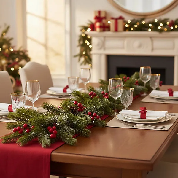 URBNLIVING 76cm Snowy Flocked Pine & Holly Berry Picks - Set of 2 Christmas Branch Decorations