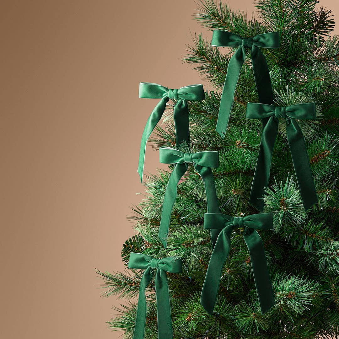 Velvet Bow Clips Decoration Set - Green | Furniture Haven