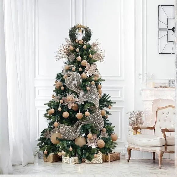 Velvet Christmas Balls - 46pcs Flocked Christmas Tree Decorations
