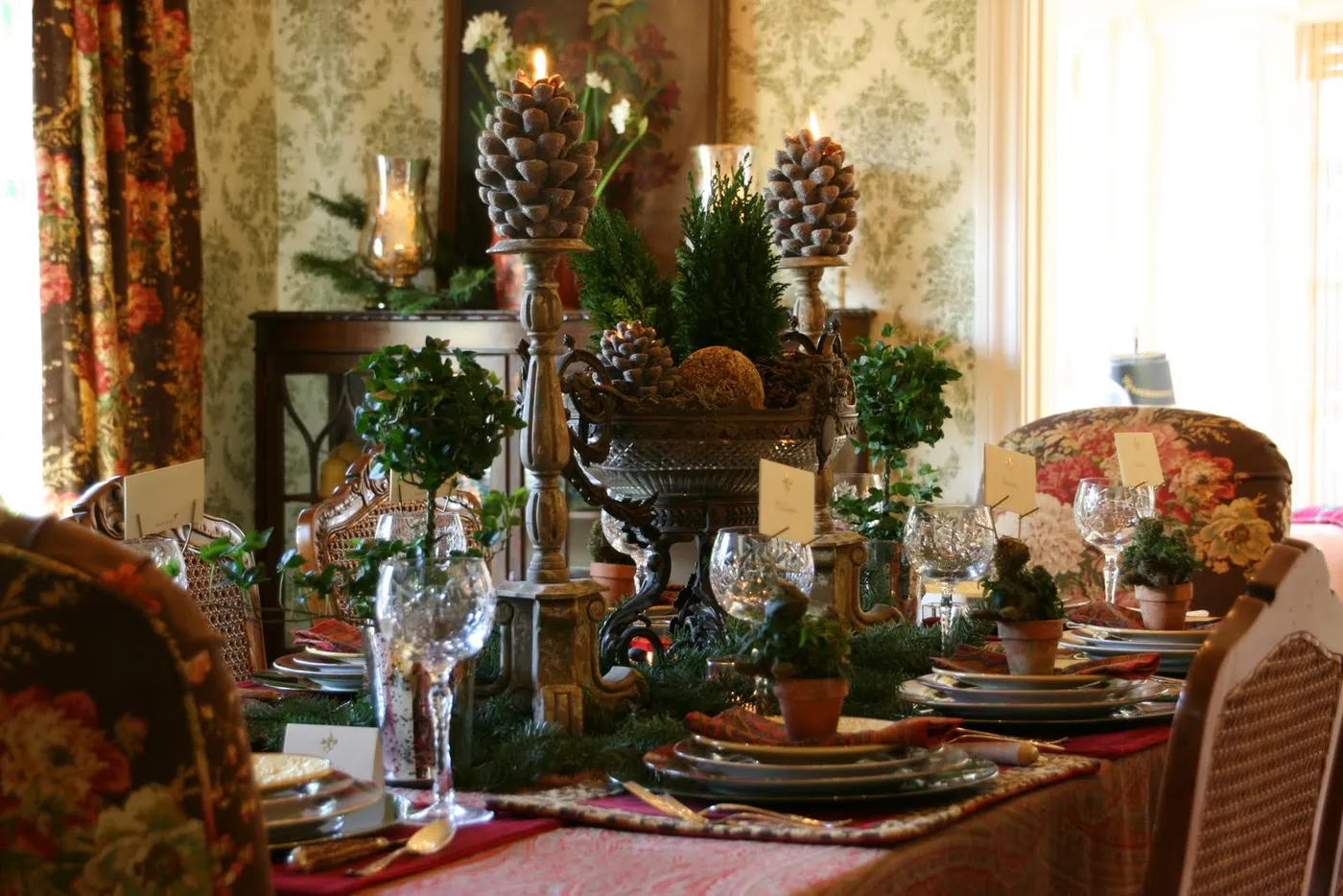 vignette design: A Christmas Tablescape of Paisley, Tartan and Leopard!