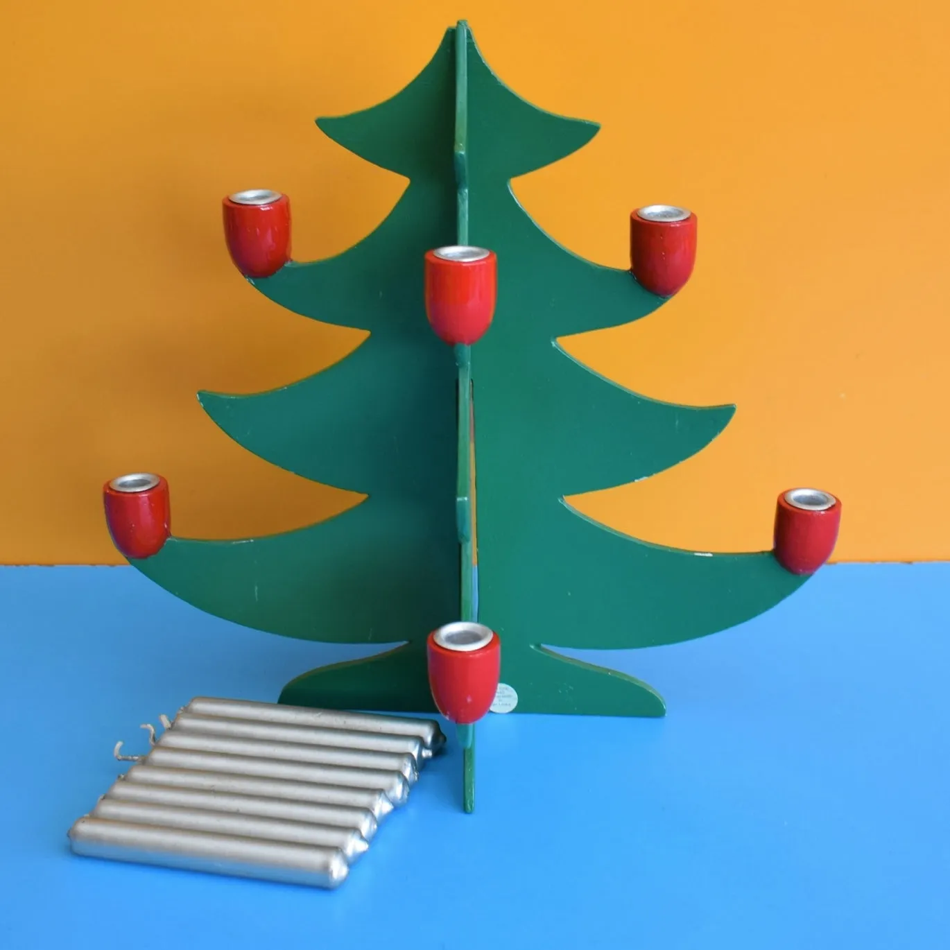 Vintage 1990s Wooden Christmas Tree Candle Holder & Candles Style:Tree with  silver candles rarity: uncommon handmade-era details – vluchtelingaanzet.nl