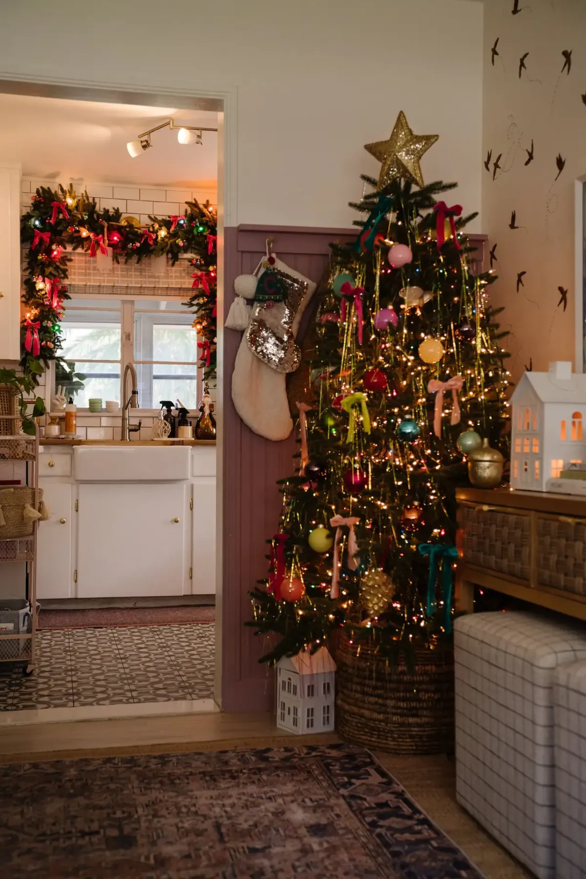 Vintage Christmas Tree Shiny Brite Tinsel Garland Vintage Inspired Tinsel  Christmas Tree Blushing Bungalow So Cute You'll Blush ☺️