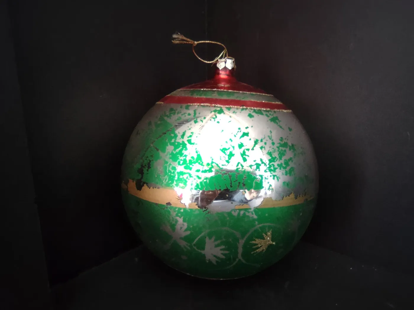 Vintage Shiny Brite 6' Large Glass Ball Christmas Ornament Green Red Gold – Vintage Plates