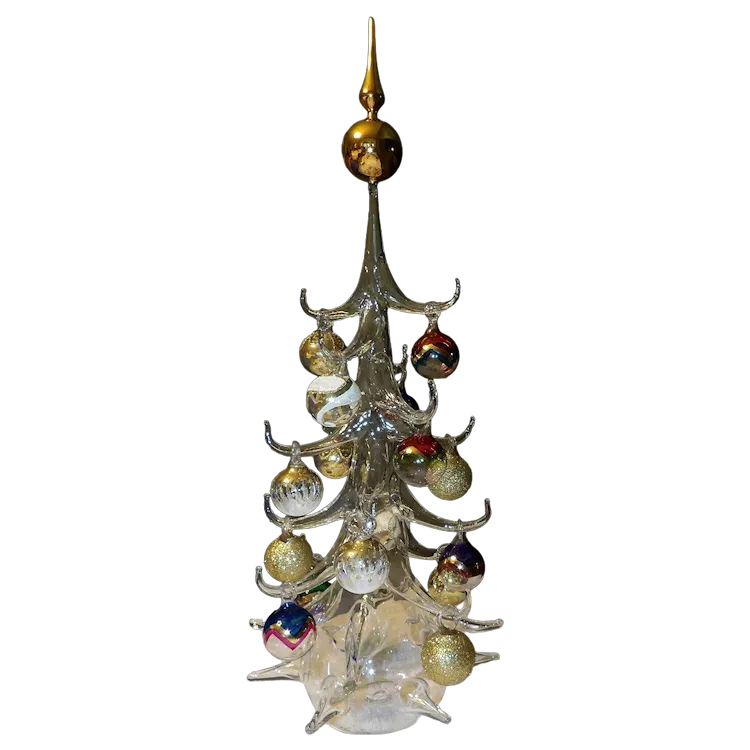 Vintage Soffieria Parise Vetro Hand Blown 20' Art Glass Christmas Tree  includes Art Glass Ornaments