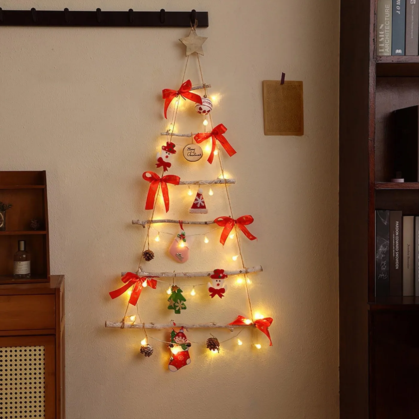 Wall Hanging Mounted Christmas Trees Christmas Wooden Wall Hanging Decoration Ladder Tree Star Topper Wooden Rustic Flat Hanging Xmas Tree Indoor Christmas Lighted Hanging Wall - Walmart.ca