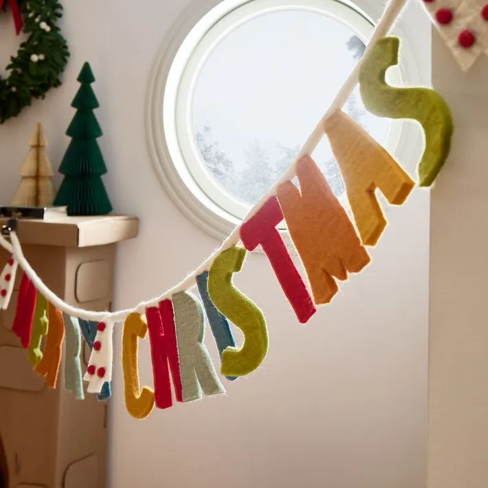 West Elm Merry Christmas Affordable Garland | Felt W/ Holly Leaves  Exceptional