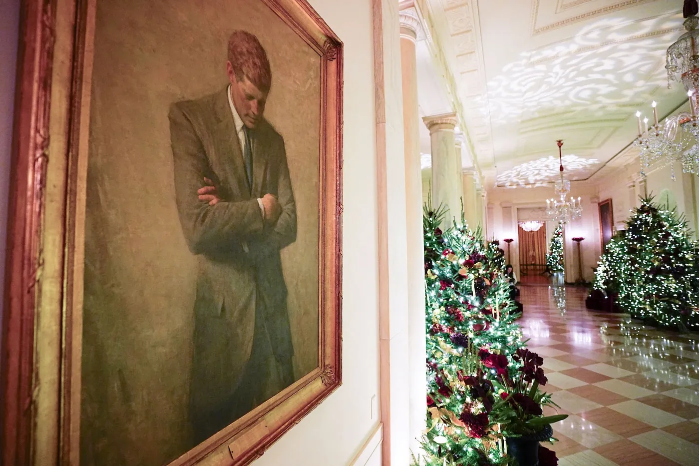 White House unveils Christmas decor, including painting of Trump moments  after being shot - December 1, 2025 | Reuters