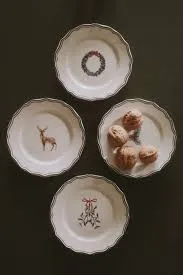 White/Christmas 4-pack printed porcelain mini plates at H&M Home | H&M US