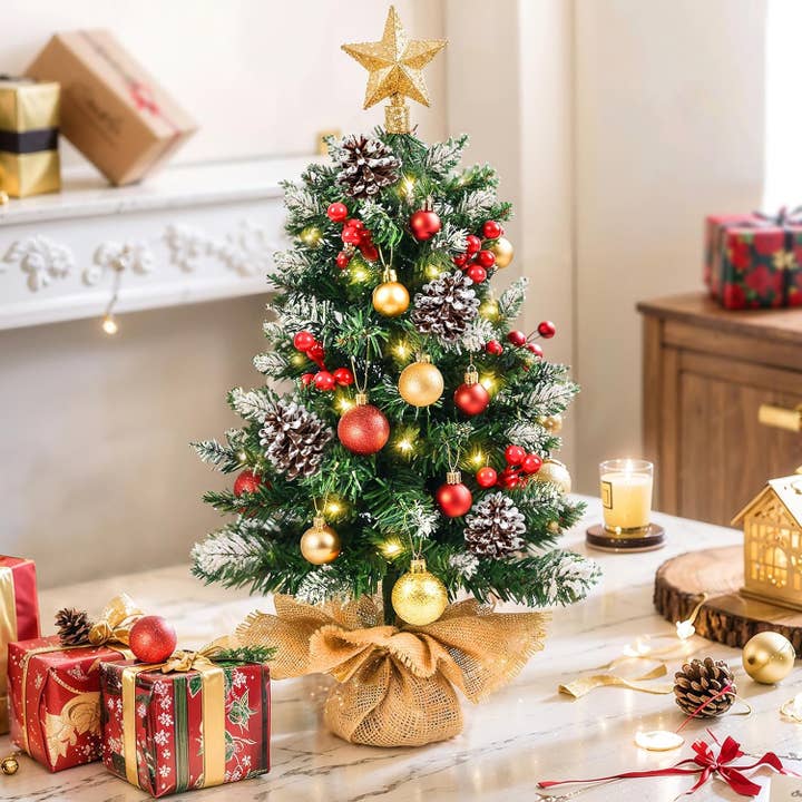 Wholesale 24' Tabletop Christmas Tree | Pre-Lit Lights and Ornaments for your store - Faire